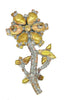 Czech Glass Blue Rhinestone Flower Brooch, Bijoux MG - Vintage Lane Jewelry