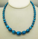 Art Deco Black and Peacock Blue Venetian Foiled Glass Bead Necklace - Vintage Lane Jewelry