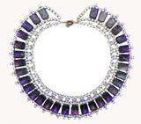 Czech Glass Purple Watermelon Rhinestone Bib Necklace, Husar D. - Vintage Lane Jewelry