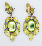 Czech Vaseline Uranium Glass Pierced Style Earrings - Vintage Lane Jewelry