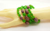 Bakelite Memory Coil Bracelet, Lilac and Green Bakelite Beads - Vintage Lane Jewelry