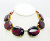 Dark Garnet Large Oval Czech Open Back Glass Stones Necklace - Vintage Lane Jewelry