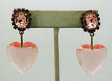 Peach Czech Glass Heart Pierced Earrings - Vintage Lane Jewelry