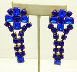 Bijoux Mg Cobalt Blue Czech Glass Flower Parure, Necklace, Bracelet and Earrings - Vintage Lane Jewelry