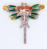 Czech Glass Green Rhinestone Dragonfly Pin - Vintage Lane Jewelry