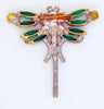 Czech Glass Green Rhinestone Dragonfly Pin - Vintage Lane Jewelry