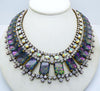 Czech Glass Purple Watermelon Rhinestone Bib Necklace, Husar D. - Vintage Lane Jewelry