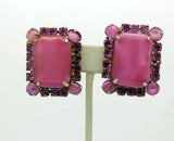 Vintage Juliana D & E Pink Moonstone Rhinestone Bracelet and Clip Earrings - Vintage Lane Jewelry