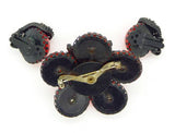 Selro Selini Orange Floral Brooch Clip Earring Demi Parure - Vintage Lane Jewelry
