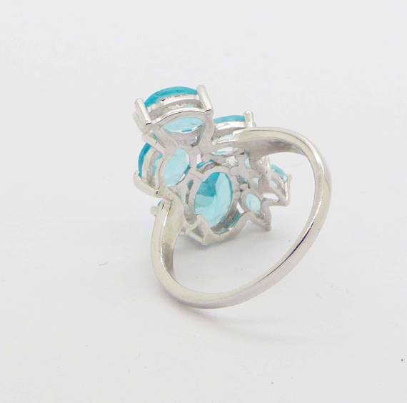 Pear Cut Neon Blue Apatite 14k White Gold over Sterling Silver Ring ...