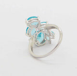Pear Cut Neon Blue Apatite 14k White Gold over Sterling Silver Ring, Size 7 - Vintage Lane Jewelry
