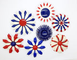 Red, White and Blue Patriotic Enamel Flower Pins, 7 pins - Vintage Lane Jewelry