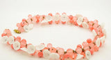 Peach Glass Beads and White Flowers Necklace - Vintage Lane Jewelry