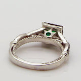 Art Deco Emerald Quartz Sterling Silver Ring, Size 6 - Vintage Lane Jewelry