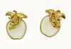 Vintage Crown Trifari Milk Glass Apple Clip Earrings - Vintage Lane Jewelry