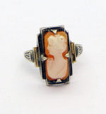 Vintage Signed JML Sterling Art Deco Cameo Ring, Size 7 - Vintage Lane Jewelry
