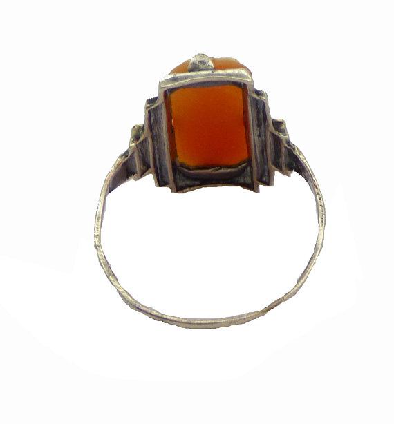 Vintage Signed JML Sterling Art Deco Cameo Ring, Size 7 - Vintage Lane Jewelry