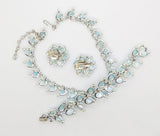 Vintage Lisner Sky Blue Thermoset Rhinestone Parure, Necklace, Bracelet and Earrings - Vintage Lane Jewelry