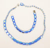 Vintage Weiss Metallic Blue AB Baguette Necklace and Bracelet - Vintage Lane Jewelry