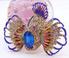 Coro Sterling Rock Fish, Adolph Katz, Enamel Rhinestone Brooch, Book Piece - Vintage Lane Jewelry