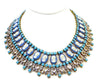 Blue Cameo and Clear Rhinestone Czech Rhinestone Bib Necklace - Vintage Lane Jewelry