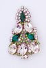 Husar D Czech Glass Green and Clear Rhinestone Christmas Tree Pin - Vintage Lane Jewelry