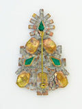 Husar D Czech Glass Green and Clear Rhinestone Christmas Tree Pin - Vintage Lane Jewelry