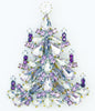 Czech Glass Purple and Clear Christmas Tree Brooch, Vintage Rhinestones Xmas Tree Pin - Vintage Lane Jewelry