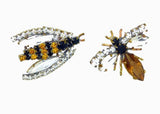Czech Glass Rhinestone Hornet and Bee Pins - Vintage Lane Jewelry