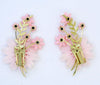 Coro Pink Plastic Rhinestone Flower Clip Earrings - Vintage Lane Jewelry