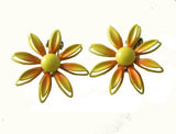 Tangerine Lemon Enamel Floral Earrings - Vintage Lane Jewelry