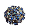 Juliana High Domed Blue and AB Rhinestone Large Rhodium Plated Brooch - Vintage Lane Jewelry