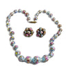 Italian Light Blue Wedding Cake Bead Necklace and Clip Earrings, Murano Glass - Vintage Lane Jewelry