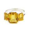 Yellow Octagon Citrine 14k White gold over Sterling Silver Ring, Size 7 - Vintage Lane Jewelry