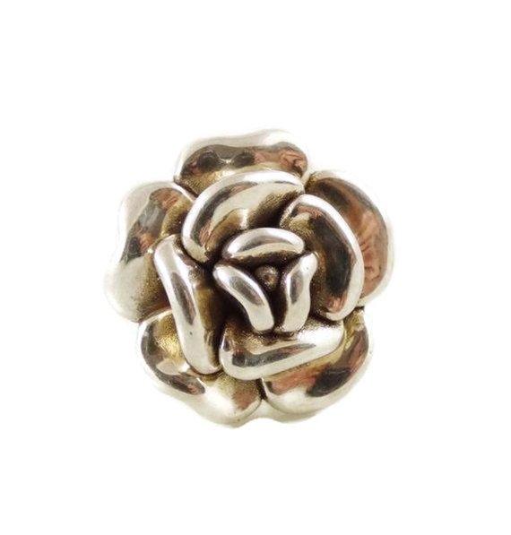 Sterling silver 925 electroform puffy flower ring - Vintage Lane Jewelry