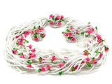 Vendome Pink Enameled Flower Rhinestone Necklace Earring Set - Vintage Lane Jewelry