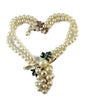 Vintage Signed Coro Pearl Grape Cluster Dangle Enamel Leaf Bib Necklace - Vintage Lane Jewelry