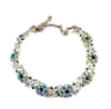 Blue, Green and Aurora Borealis Rhinestone Flower Vintage Necklace - Vintage Lane Jewelry