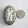 Vintage Silver Wedgwood Green Jasperware Cameo Brooch - Vintage Lane Jewelry