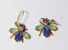 Czech Glass Rhinestone Fly Earrings, Purple and Opaque White - Vintage Lane Jewelry