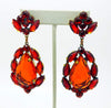 Red Czech Glass Huge Dangling Pierced Style Earrings - Vintage Lane Jewelry