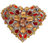 Red Rhinestone Heart Brooch - Vintage Lane Jewelry