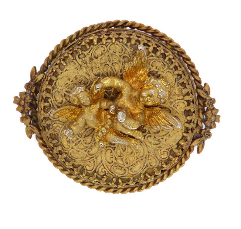 Antique Austrian Reuge Cherub Winding Musical Brooch - Vintage Lane Jewelry