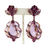 Pink Czech Glass Huge Dangling Clip Earrings - Vintage Lane Jewelry