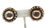 Miriam Haskell Gold Glass Pearl Clip Earrings - Vintage Lane Jewelry