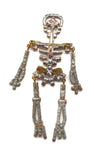 Czech Rhinestone Skeleton Halloween Holiday Brooch - Vintage Lane Jewelry