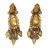 Czech Vaseline Uranium Fancy Clip Earrings - Vintage Lane Jewelry