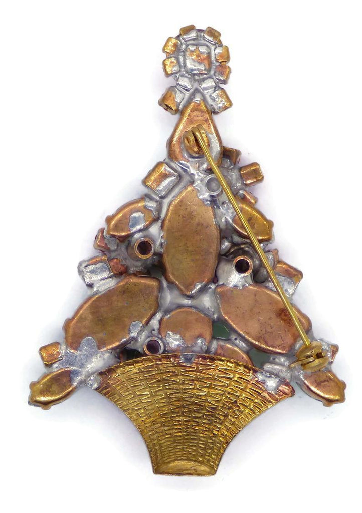 Czech Glass Christmas Flower Tree Pin, xmas pin. holiday brooch - Vintage Lane Jewelry