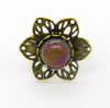 Brass Flower Mood Ring, Adjustable - Vintage Lane Jewelry