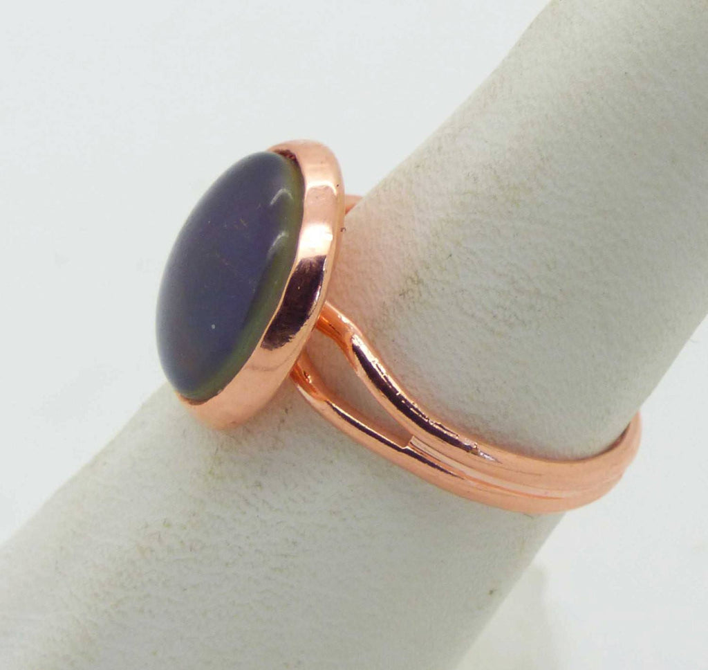Round 8mm Mood Ring Copper Setting, Adjustable - Vintage Lane Jewelry